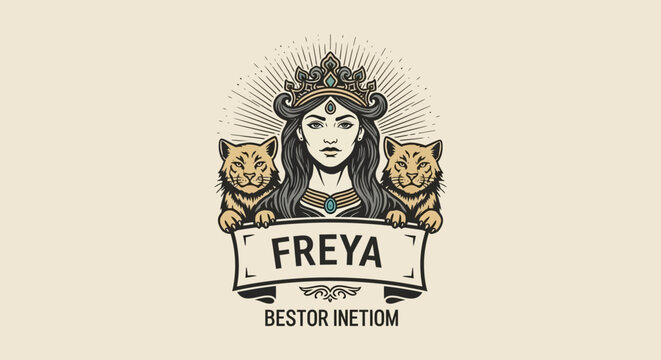 Freya Norse Goddess Illustration Portrait.