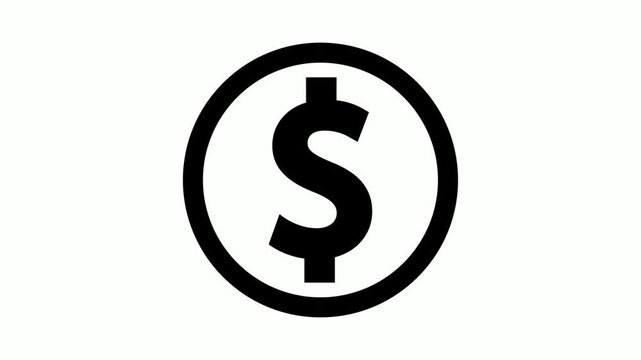 Animated footage of a dollar icon for business, people, and social media.