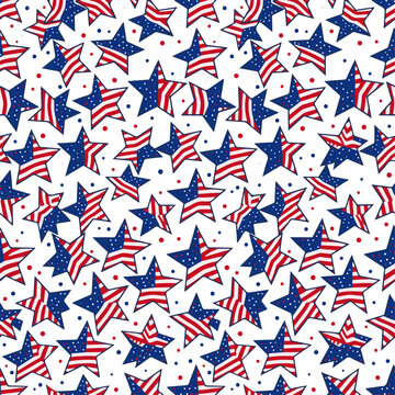 American Flag Stars Seamless Pattern for Patriotic Background Design
