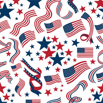 American Flags Patriotic Pattern for National Celebration and Political Design Projects