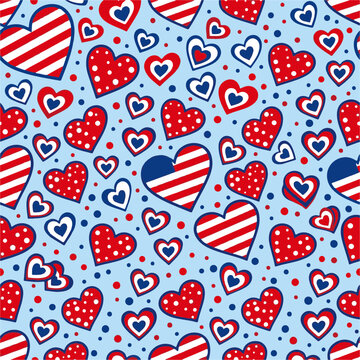 Heart Patriotic Seamless Pattern Background Perfect for American Holidays and Celebrations