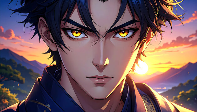 A high-end cinematic design anime portrait of a futuristic protagonist.