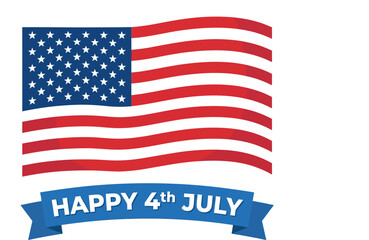 Obraz premium American flag with happy 4th july banner