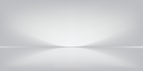 Gray and white studio space. Limbo light background. Abstract 3D gradient background for product presentation. Minimal wall view spotlight. Showcase, promotional display. © SYAIFUL ANWAR