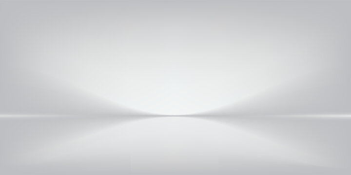 Gray and white studio space. Limbo light background. Abstract 3D gradient background for product presentation. Minimal wall view spotlight. Showcase, promotional display.