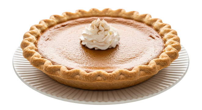 Delicious pumpkin pie with whipped cream.