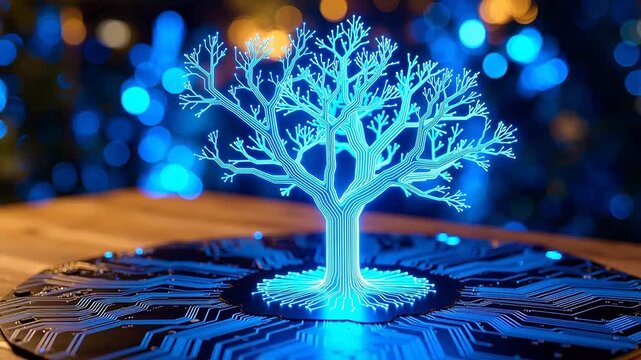Glowing circuit tree on board