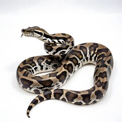 Obraz premium Powerful python reveals muscular serpentine form isolated on white