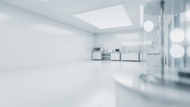 Futuristic laboratory clean laboratory white interior sterile room modern equipment medical research scientific technology clinical environment empty space bright lighting futuristic laboratory