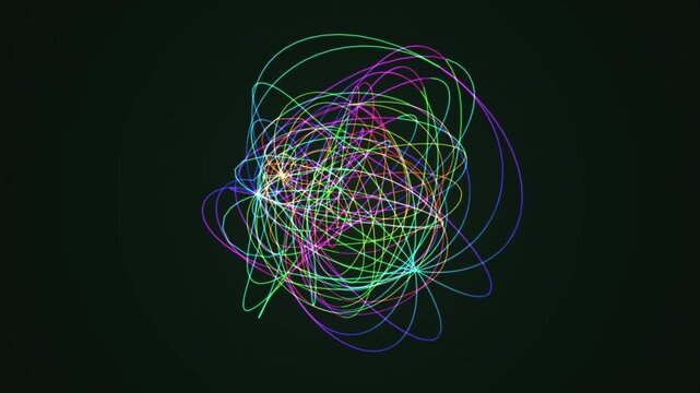 Hypnotic seamless loop of a glowing lime hopf fibration morphing through an abstract topology field drifting in hypnotic slow motion. Ideal for corporate background, music video. 4K UHD.