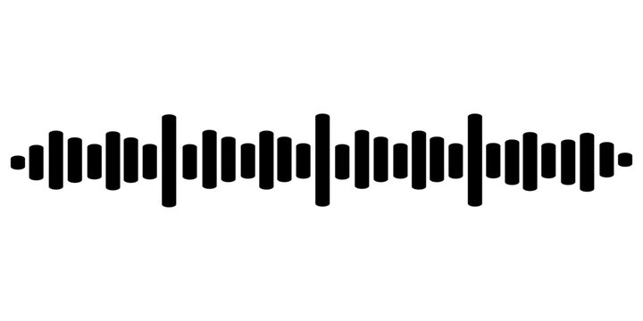 Abstract black stripe soundwaves volume design. Transparent background