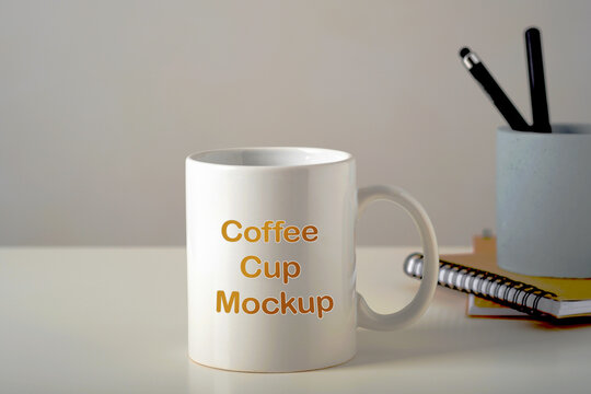 Blank White Coffee Cup Mockup for Custom Print and Merchandise Design