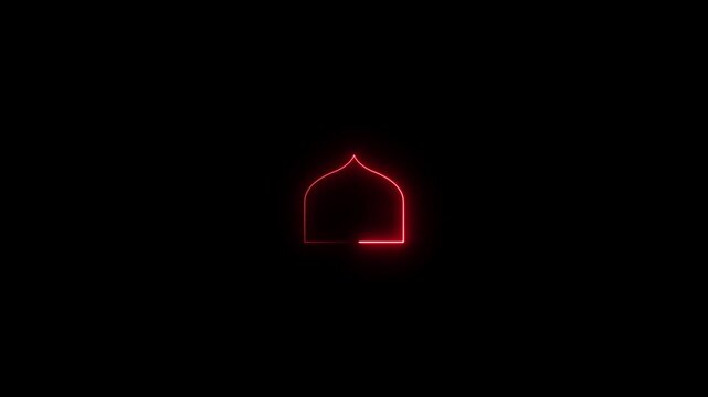 Glowing neon Islamic text frame icon animation,Glowing neon Islamic text frame icon video motion,Neon effect Islamic pattern frame icon animation.4k motion video .