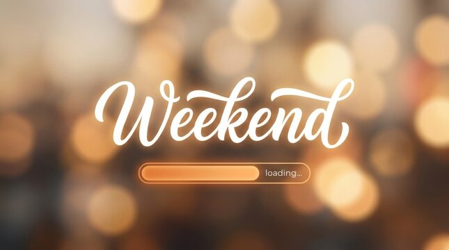 Weekend Loading Bar with Bokeh Lights - Anticipation and Relaxation Concept