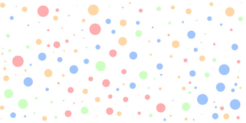 Obraz premium Colorful dots background. Polka dot print. Cute falling confetti pattern. Birthday party wallpaper. Wrapping paper design. Happy vibes theme. Eps10