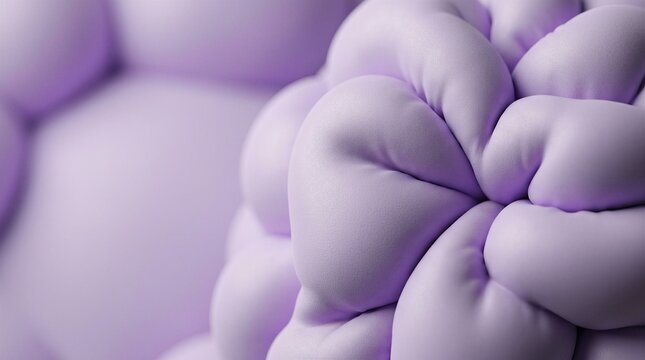 Minimalist macro of inflated soft silicone material with smooth matte pastel finish.