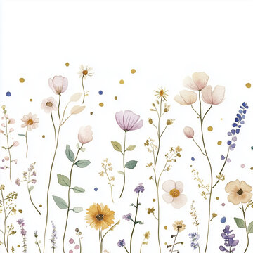 Delicate watercolor botanical digital paper floral background in soft basic beige tones