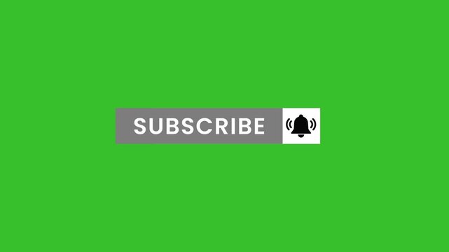 Subscribe Button with Notification Bell Animation on Green Screen.