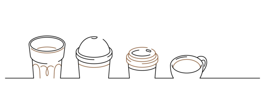 cafe glass and cup minimal single line art decoration