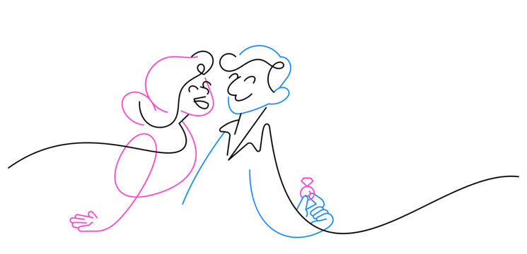 man proposing marriage his girlfriend single line art