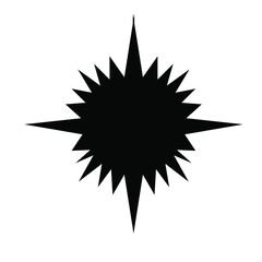 Fototapeta premium Abstract black spiky starburst shape design element vector illustration isolated on white background.