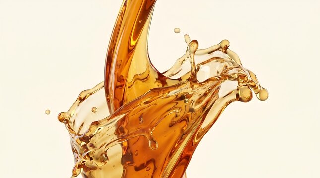 Golden liquid splash on white background.