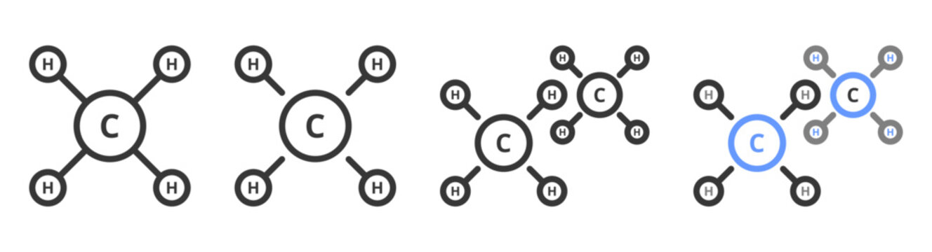The Ultimate methane Styles with Variations Line of icon set vector illustration