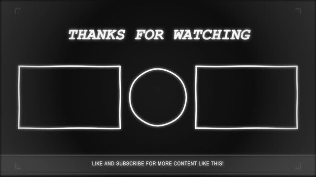 Minimalist Dark Mode Video End Screen With Placeholder Frames For Channel Branding And Subscription