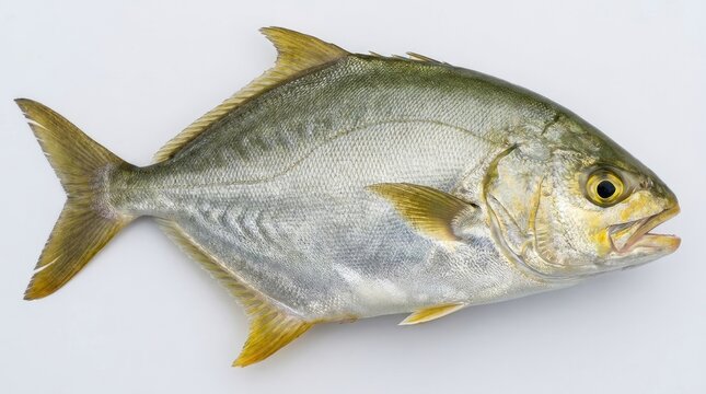 Fresh pompano fish on white background