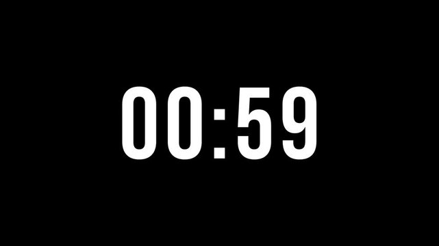Timer displays fifty nine seconds remaining on a stark black digital.