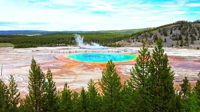 Grand Prismatic Spring Aerial Overlook View