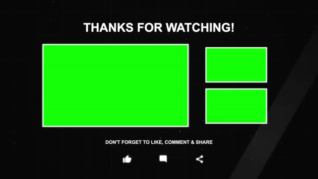 Outro Screen With Green Screen Placeholders For Content Creators