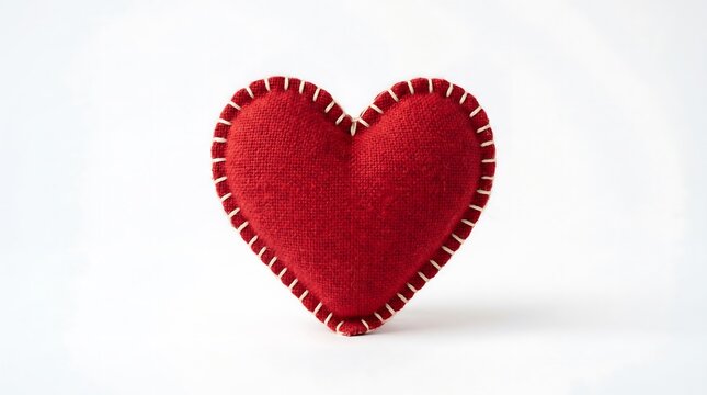 Red heart shaped plush toy isolated.