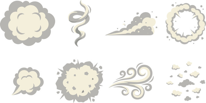 Dust Cloud and Wind Effect Vector Collection with Smoke Explosion Elements
