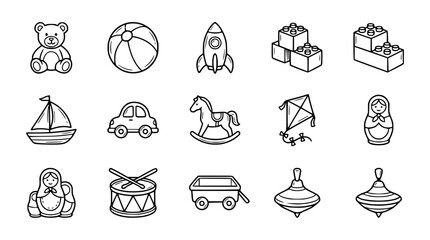 Collection of hand-drawn children's toys in a doodle style © Janganan