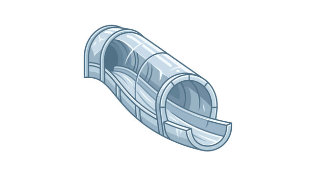 A blue illustrated water slide tube for a playground or swimming pool.