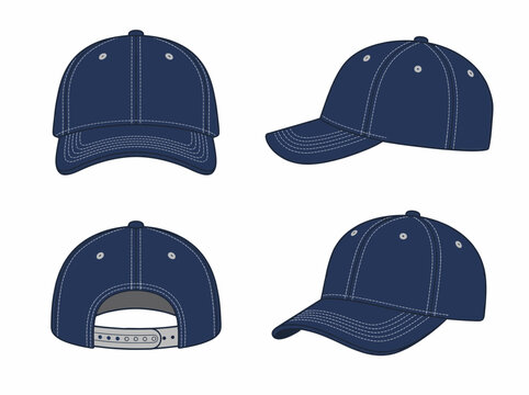 Blue baseball cap vector template