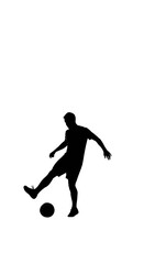 Obraz premium Man Playing Football Silhouette Kicking Ball.