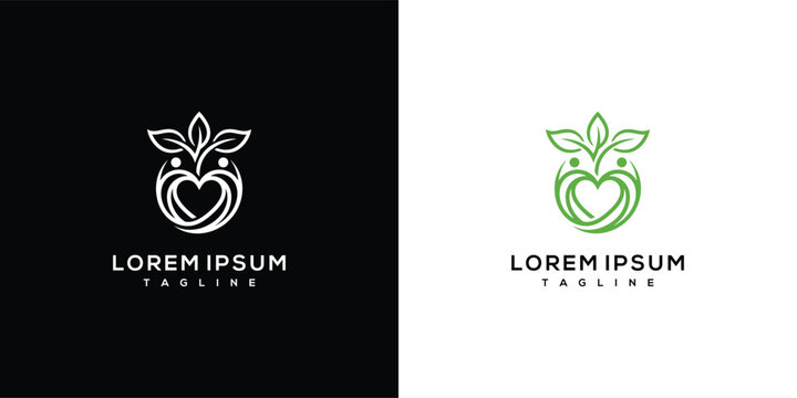Modern Green Health and Wellness Community Monoline Logo Design