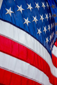 Close up of American Flag in the wind