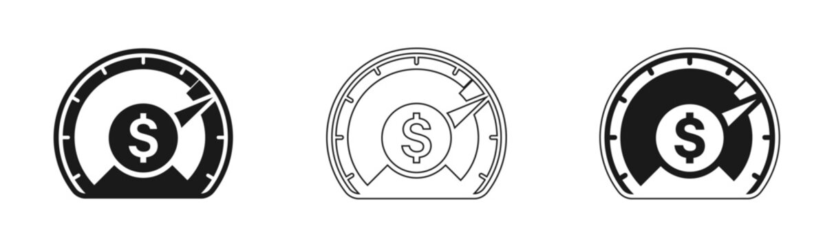 Security safe dial combination lock with dollar sign icon set solid outline and filled styles