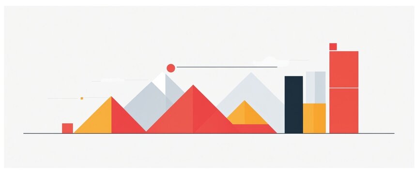 Financial growth investment success and data chart flat vector illustration
