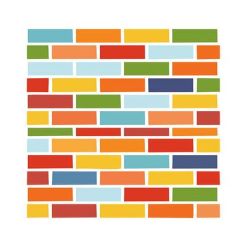 Colorful brick wall seamless vector pattern