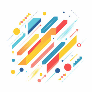 Abstract Geometric Shapes with Arrows and Lines