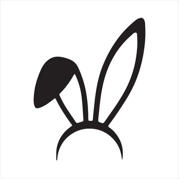 Bunny Rabbit Ears Black Silhouette Vector Icon
