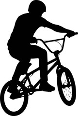 Fototapeta premium Silhouette of bmx rider performing a trick on white background