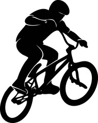 Fototapeta premium BMX Rider Silhouette Performing Trick on Bike