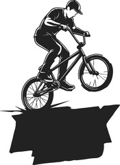 Fototapeta premium BMX rider doing a trick on a bike, extreme sports silhouette, isolated on white