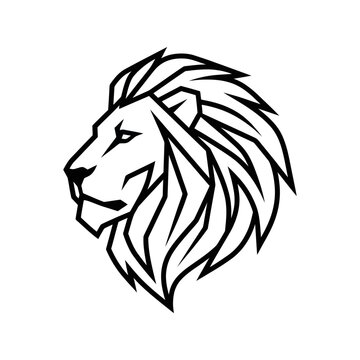 Stylized lion head profile line art.