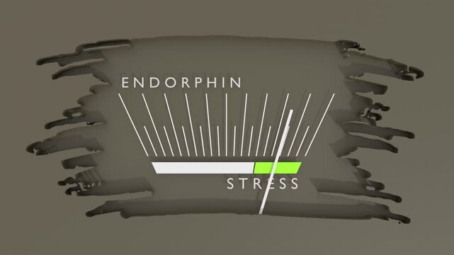 Influence of endorphin on stress values. Scales of cause and effect. Meter showing increasing high values. Getting good results.